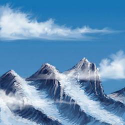 image of completed image with sky clouds and mountains
